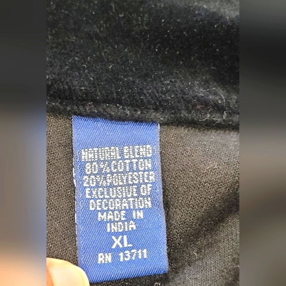 XL Vtg Karen Scott Cotton Blend Poinsetta Embroidered Velour Cardigan Sweater - Picture 7 of 8